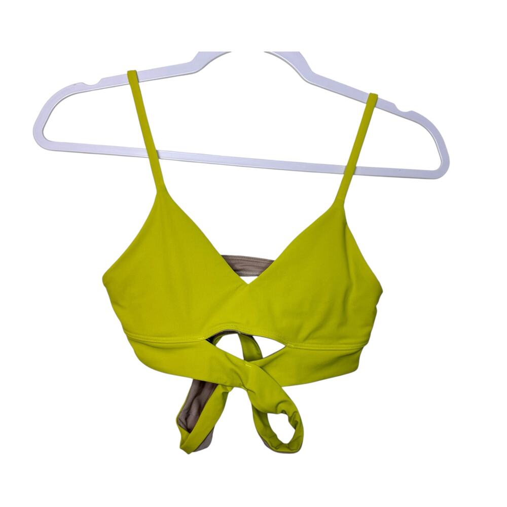 Lululemon Still Now Bra A/B Cup Stretch Breathable Yellow Serpentine Women 4